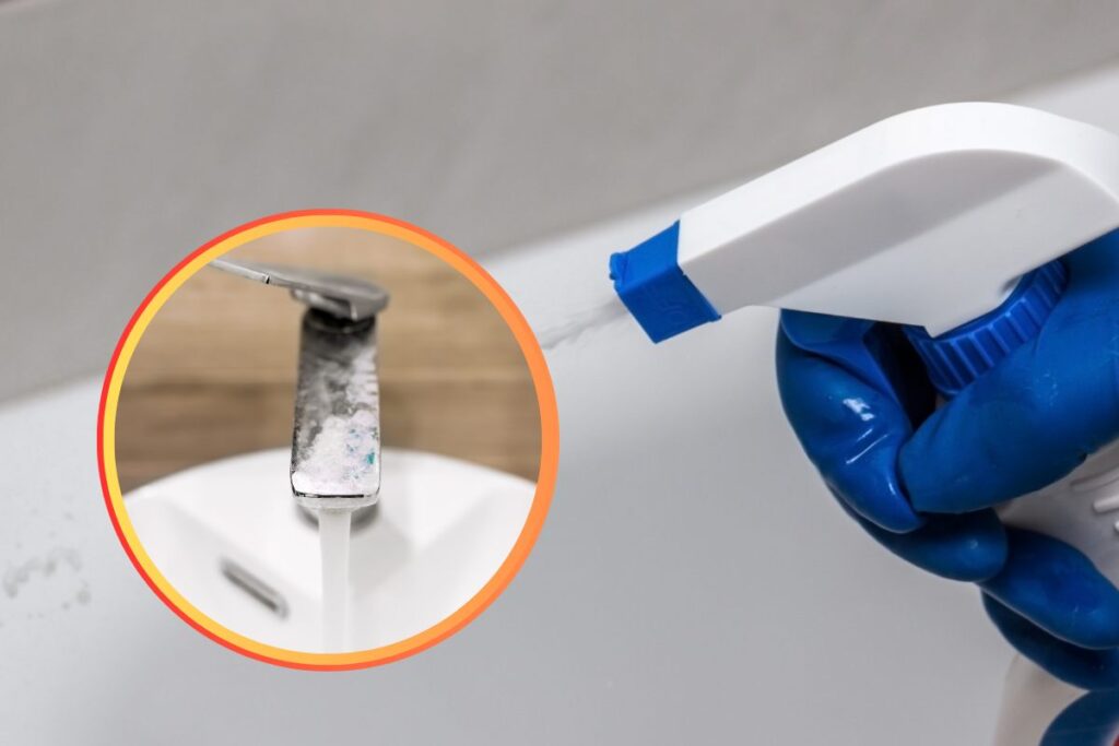 Una sostanza pulente ed un rubinetto con calcare